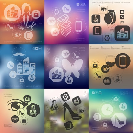 shopping infographic with unfocused backgroundのイラスト素材