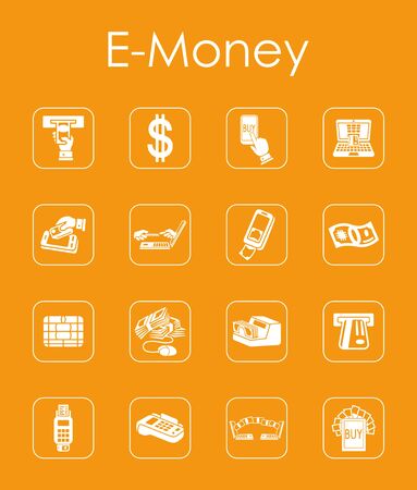 Set of e-money simple iconsのイラスト素材