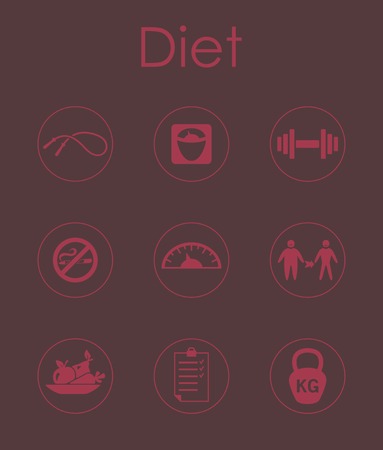 Set of diet simple iconsのイラスト素材