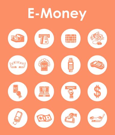 Set of e-money simple iconsのイラスト素材