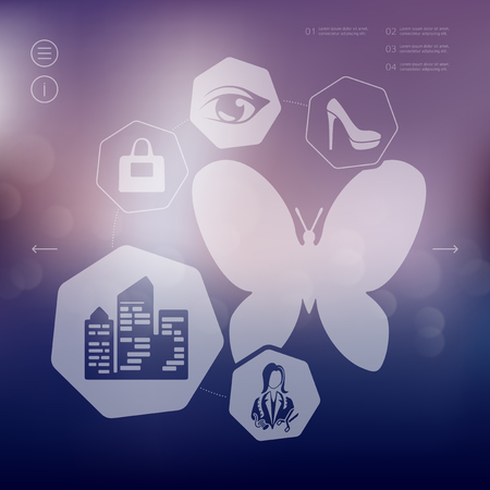 shopping infographic with unfocused backgroundのイラスト素材