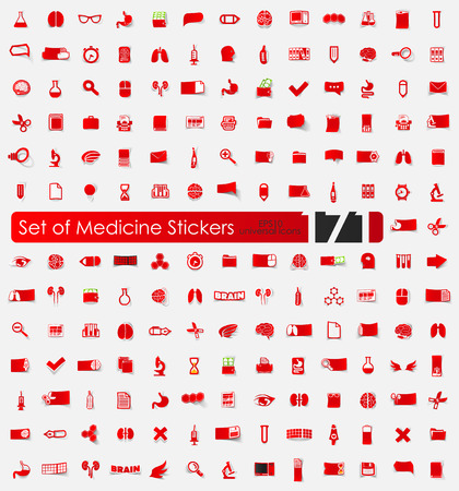 Set of medicine stickersのイラスト素材