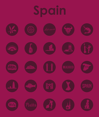 Set of Spain simple iconsのイラスト素材