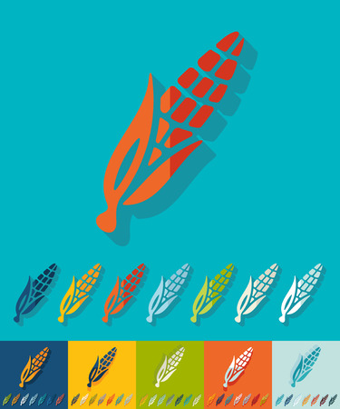 corn icon in flat design with long shadowsのイラスト素材