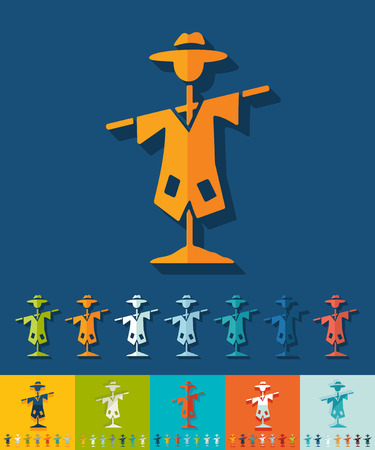scarecrow icon in flat design with long shadowsのイラスト素材