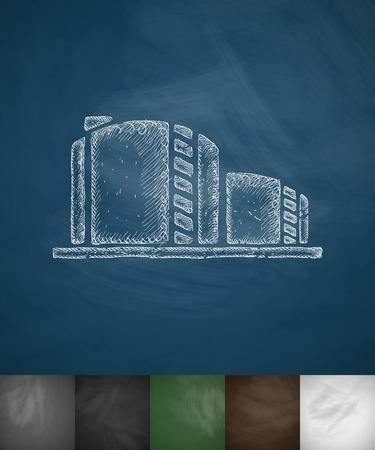 oil towers icon. Hand drawn illustration on Chalkboardのイラスト素材