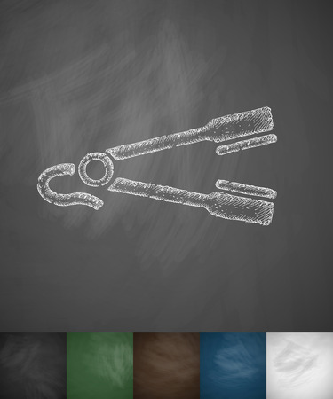 iron hair icon. Hand drawn illustration on Chalkboardのイラスト素材