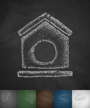 booth dogs icon. Hand drawn illustration on Chalkboardのイラスト素材