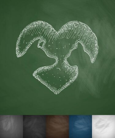 friendship cat and dog icon. Hand drawn illustration on Chalkboardのイラスト素材