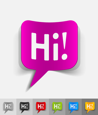 hi symbol paper sticker with shadowのイラスト素材