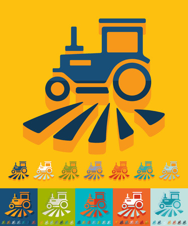 tractor icon in flat design with long shadowsのイラスト素材