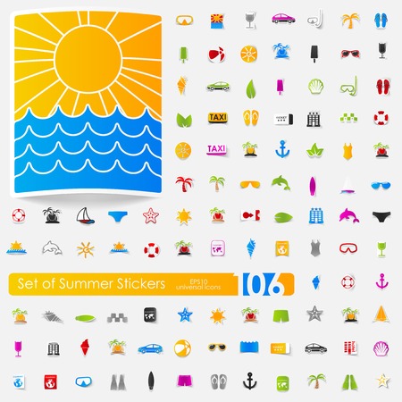 Set of summer stickersのイラスト素材