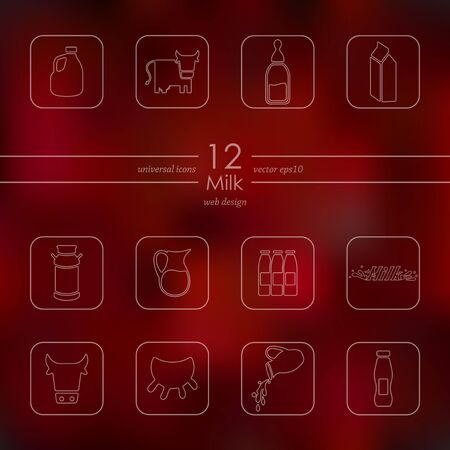 milk modern icons for mobile interface on blurred backgroundのイラスト素材