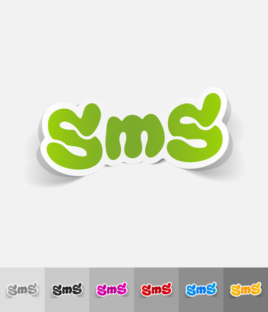 sms message paper sticker with shadowのイラスト素材