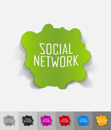 social network paper sticker with shadowのイラスト素材