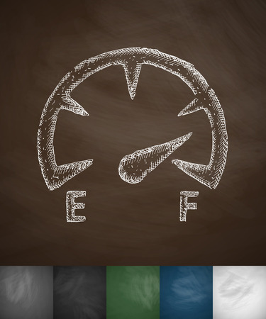 speedometer icon. Hand drawn illustration on Chalkboardのイラスト素材