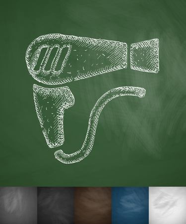 hair dryer icon. Hand drawn vector illustration. Chalkboard Designのイラスト素材