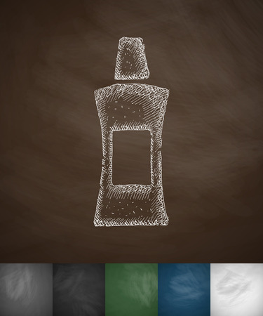 flacon icon. Hand drawn illustration on Chalkboardのイラスト素材