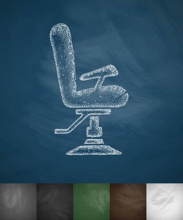 barber chair icon. Hand drawn illustration on Chalkboardのイラスト素材