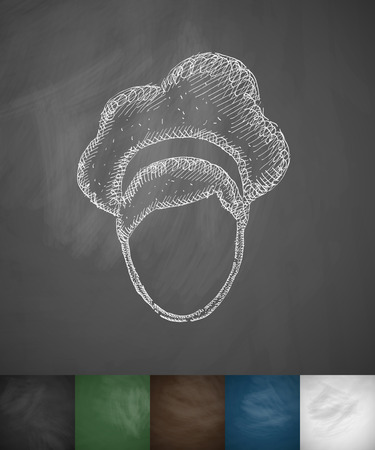 hairstyle icon. Hand drawn illustration on Chalkboardのイラスト素材