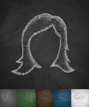 hair styling icon. Hand drawn illustration on Chalkboardのイラスト素材