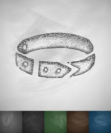 dog-collar icon. Hand drawn illustration on Chalkboardのイラスト素材