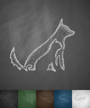 dog and cat icon Hand drawn illustration on Chalkboardのイラスト素材