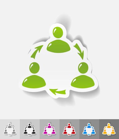 interaction icon paper sticker with shadowのイラスト素材