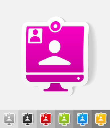 video call paper sticker with shadowのイラスト素材