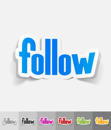 follow paper sticker with shadow. Vector illustrationのイラスト素材