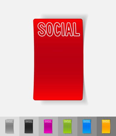 social paper sticker with shadowのイラスト素材