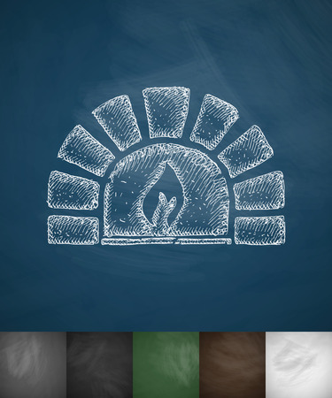 oven icon. Hand drawn vector illustration. Chalkboard Designのイラスト素材