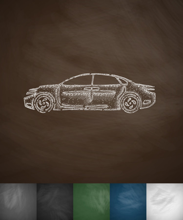 car icon. Hand drawn vector illustration. Chalkboard Designのイラスト素材