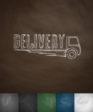 DELIVERY icon. Hand drawn vector illustration. Chalkboard Designのイラスト素材