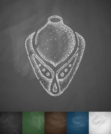 necklace on a mannequin icon. Hand drawn vector illustration. Chalkboard Designのイラスト素材