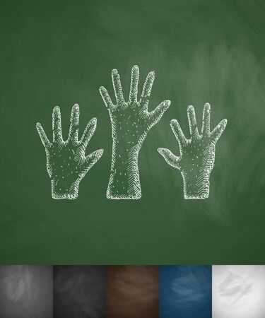 three palm icon. Hand drawn vector illustration. Chalkboard Designのイラスト素材
