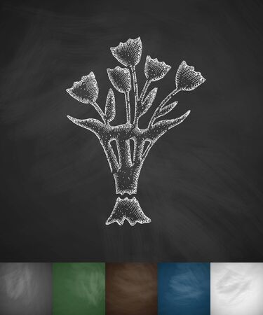 bouquet of flowers icon. Hand drawn vector illustration. Chalkboard Designのイラスト素材