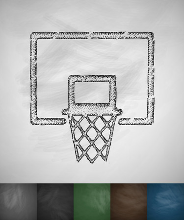 basketball hoop icon. Hand drawn vector illustration. Chalkboard Designのイラスト素材