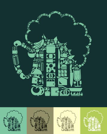 illustration of the beer with icons compositionのイラスト素材