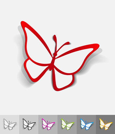 butterfly paper sticker with shadow. Vector illustrationのイラスト素材