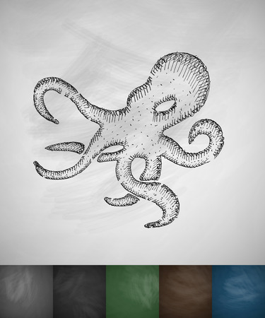 octopus icon. Hand drawn vector illustration. Chalkboard Designのイラスト素材