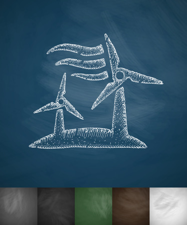 wind turbine icon. Hand drawn vector illustration. Chalkboard Designのイラスト素材
