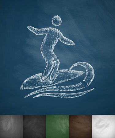 surfer icon. Hand drawn vector illustration. Chalkboard Designのイラスト素材