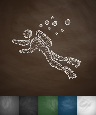 diver icon. Hand drawn vector illustration. Chalkboard Designのイラスト素材