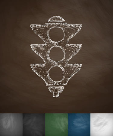 traffic light icon. Hand drawn vector illustration. Chalkboard Designのイラスト素材