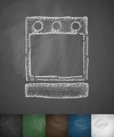 oven icon. Hand drawn vector illustration. Chalkboard Designのイラスト素材