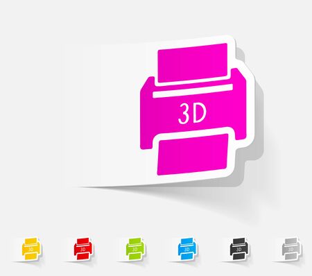 realistic design element. three d printerのイラスト素材