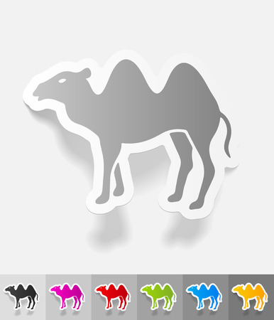 camel paper sticker with shadow. Vector illustrationのイラスト素材