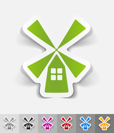 wooden mill paper sticker with shadow. Vector illustrationのイラスト素材