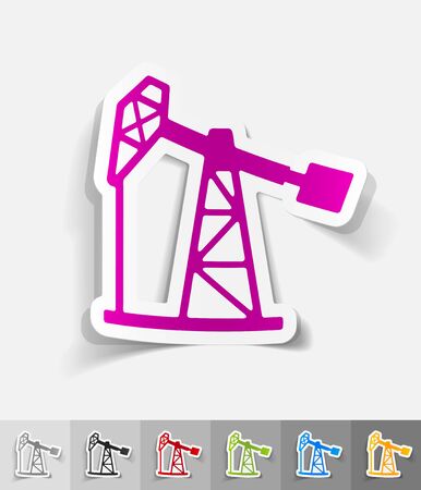 oil pump paper sticker with shadow. Vector illustrationのイラスト素材